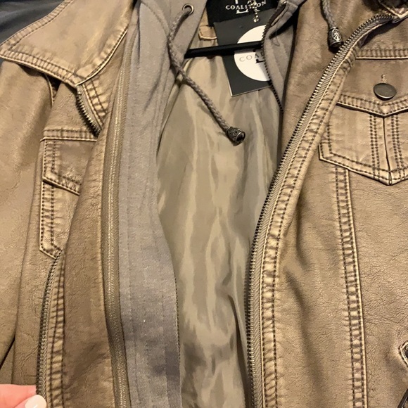 Hooded faux leather jacket - Picture 2 of 6